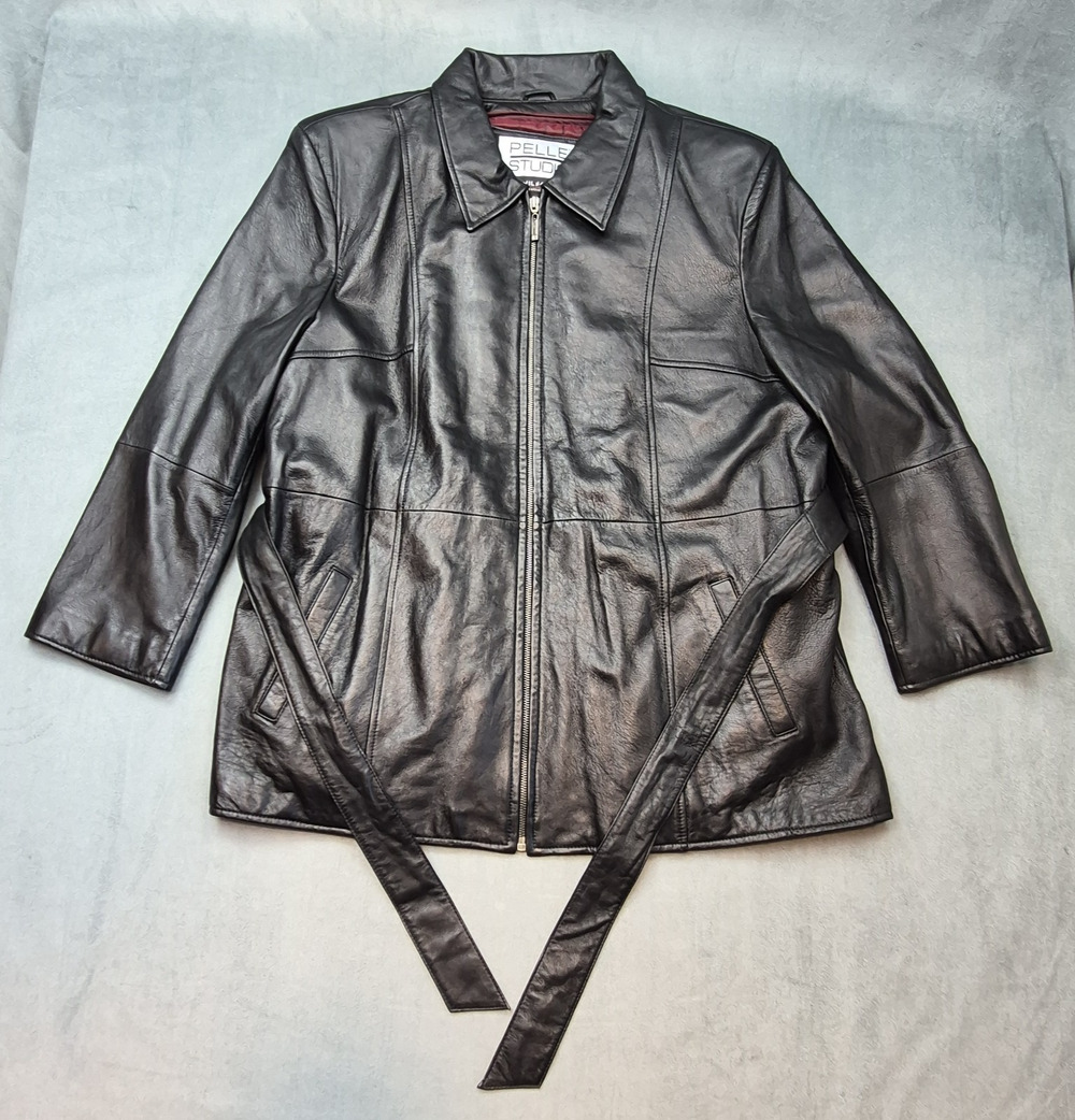 Vintage 90s Goth Pelle Studio Wilsons Womens Black Leather Thinsulate Jacket 2X
